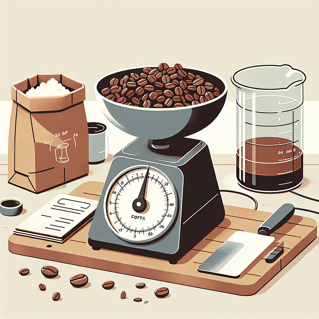 measuring coffee beans on a kitchen scale for cold brew