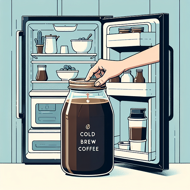 storing cold brew coffee in a reusable glass container in the fridge