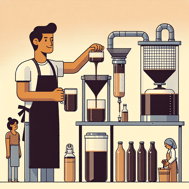 transferring cold brew concentrate to filtration unit