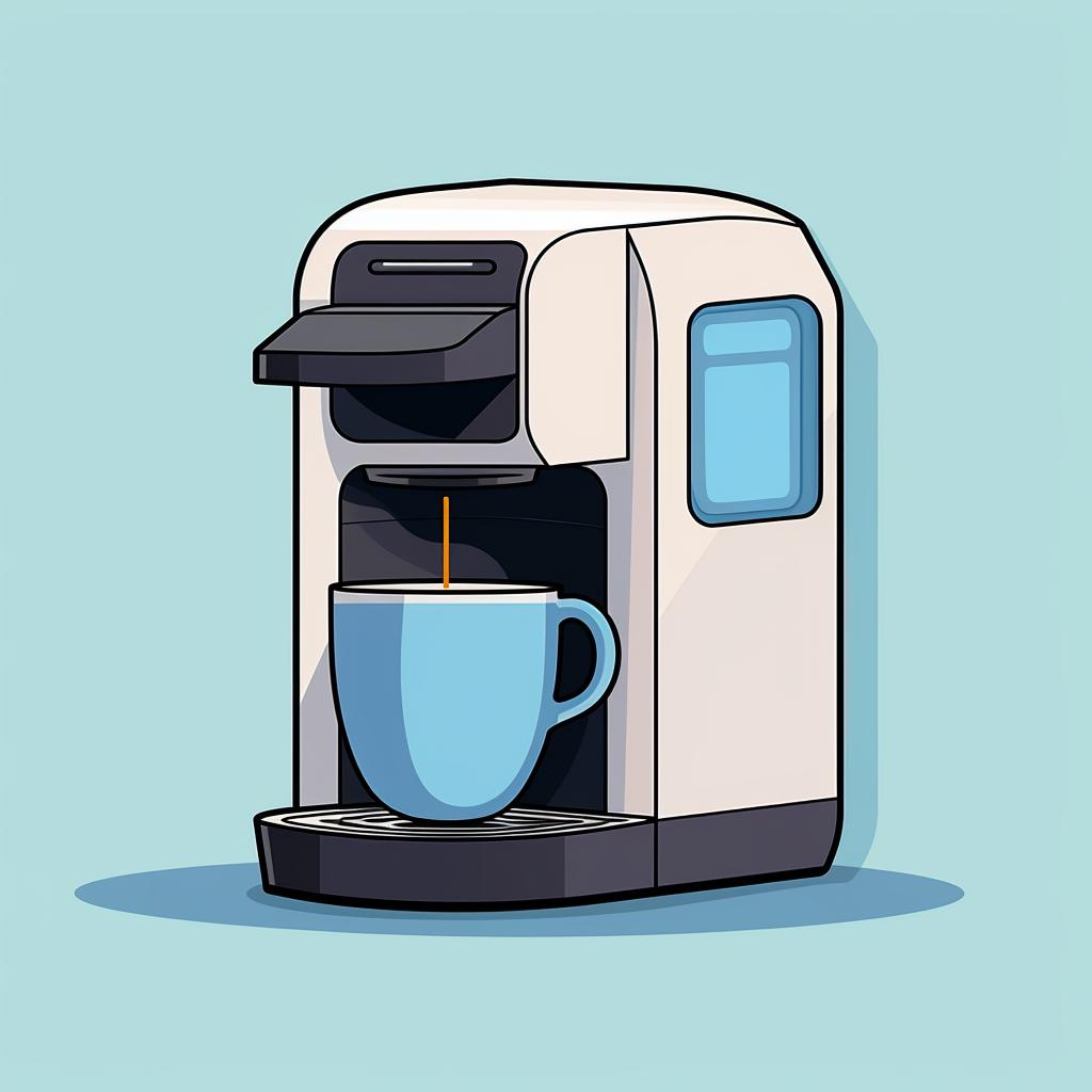 A Keurig machine brewing coffee into a cup