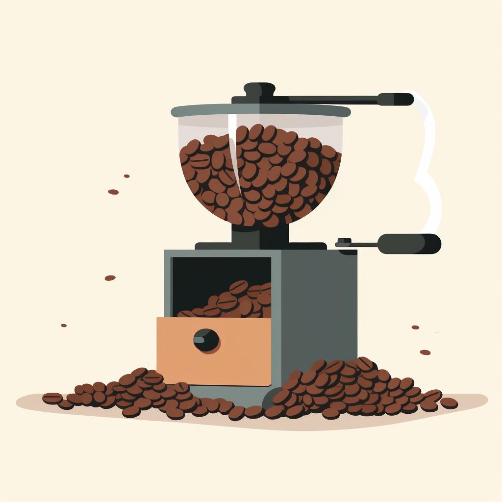 Coffee beans being ground in a grinder