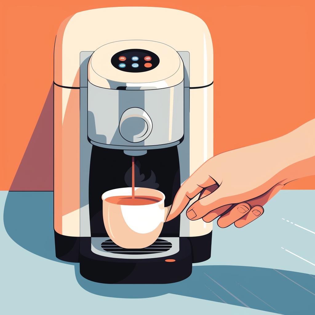 A hand inserting a K-Cup into a Keurig machine