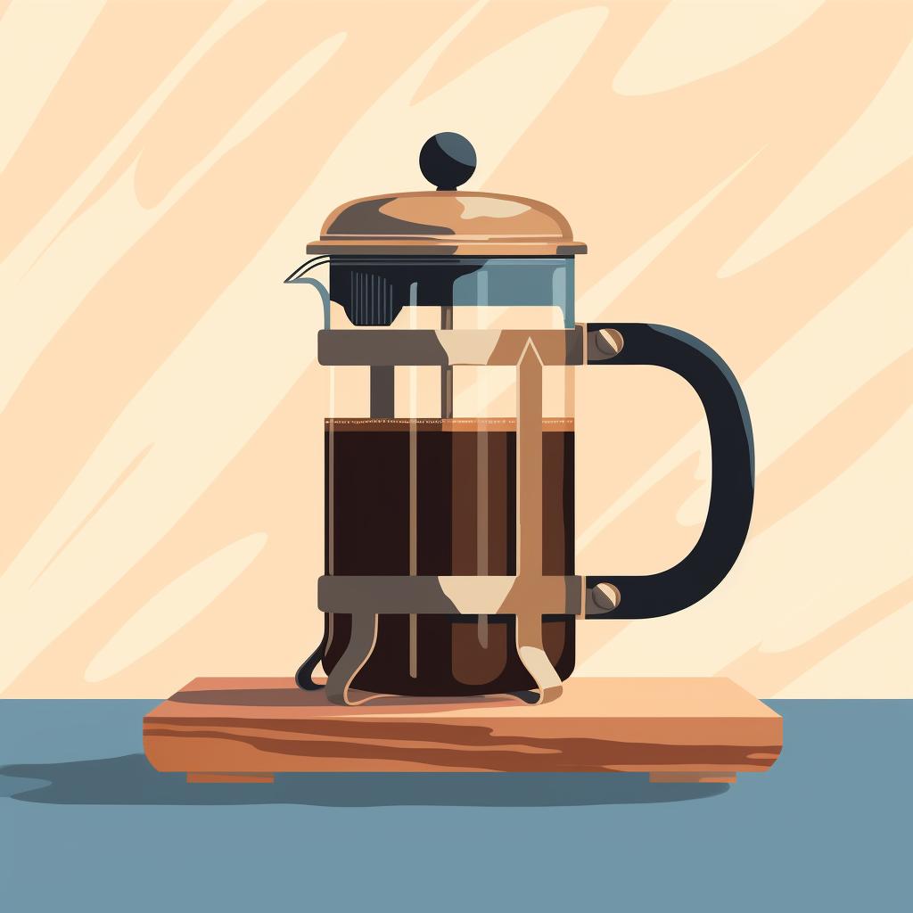 A covered French Press sitting on a counter