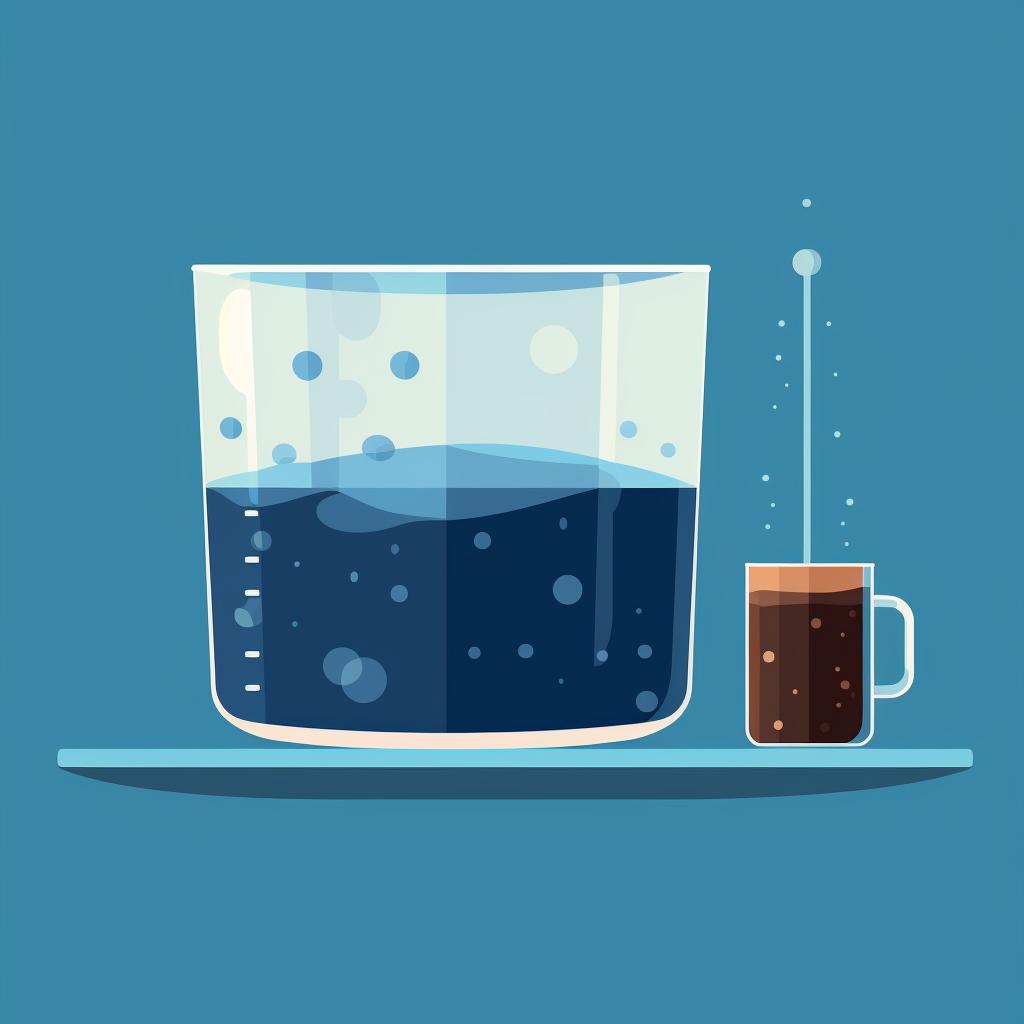 Coffee and water measured in a ratio of 1:8