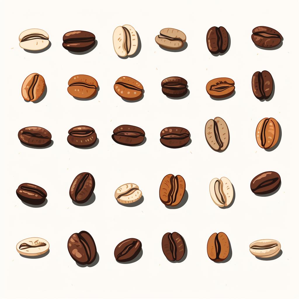 A selection of medium to dark roast coffee beans