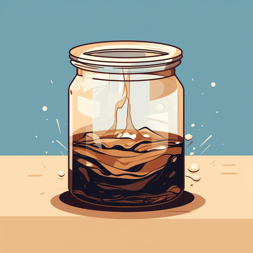 Coffee and water mixed in a jar