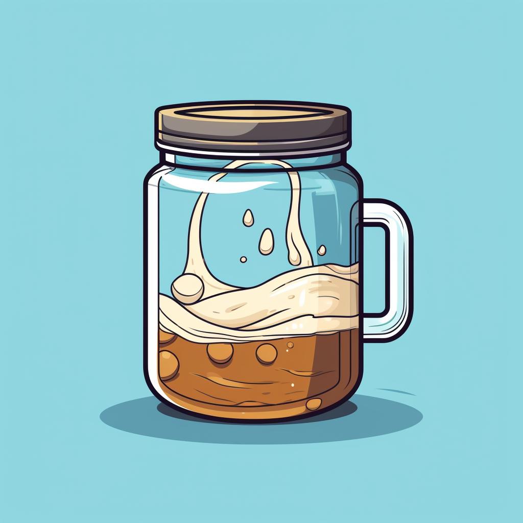 Combining coffee and water in a jar