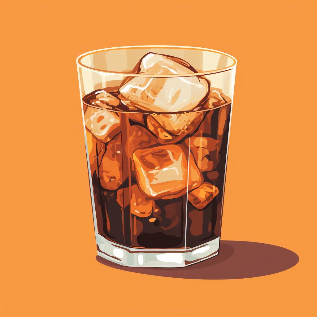 A glass of cold brew coffee over ice.