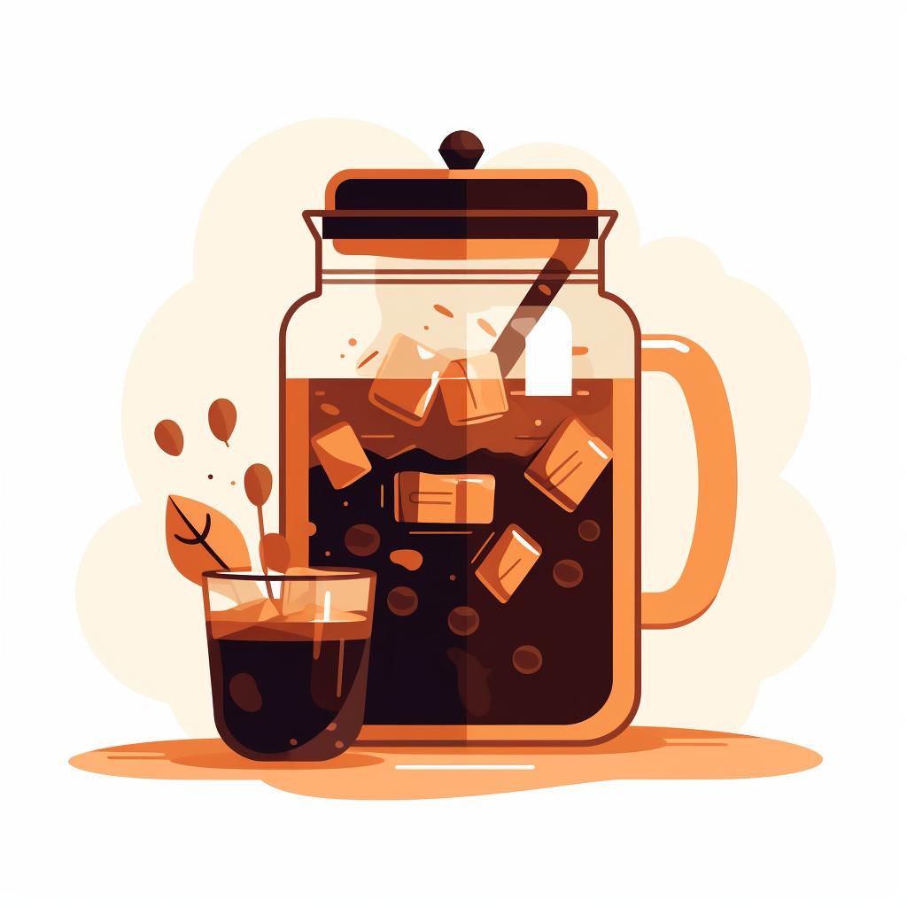 A jar of cold brew coffee brewing