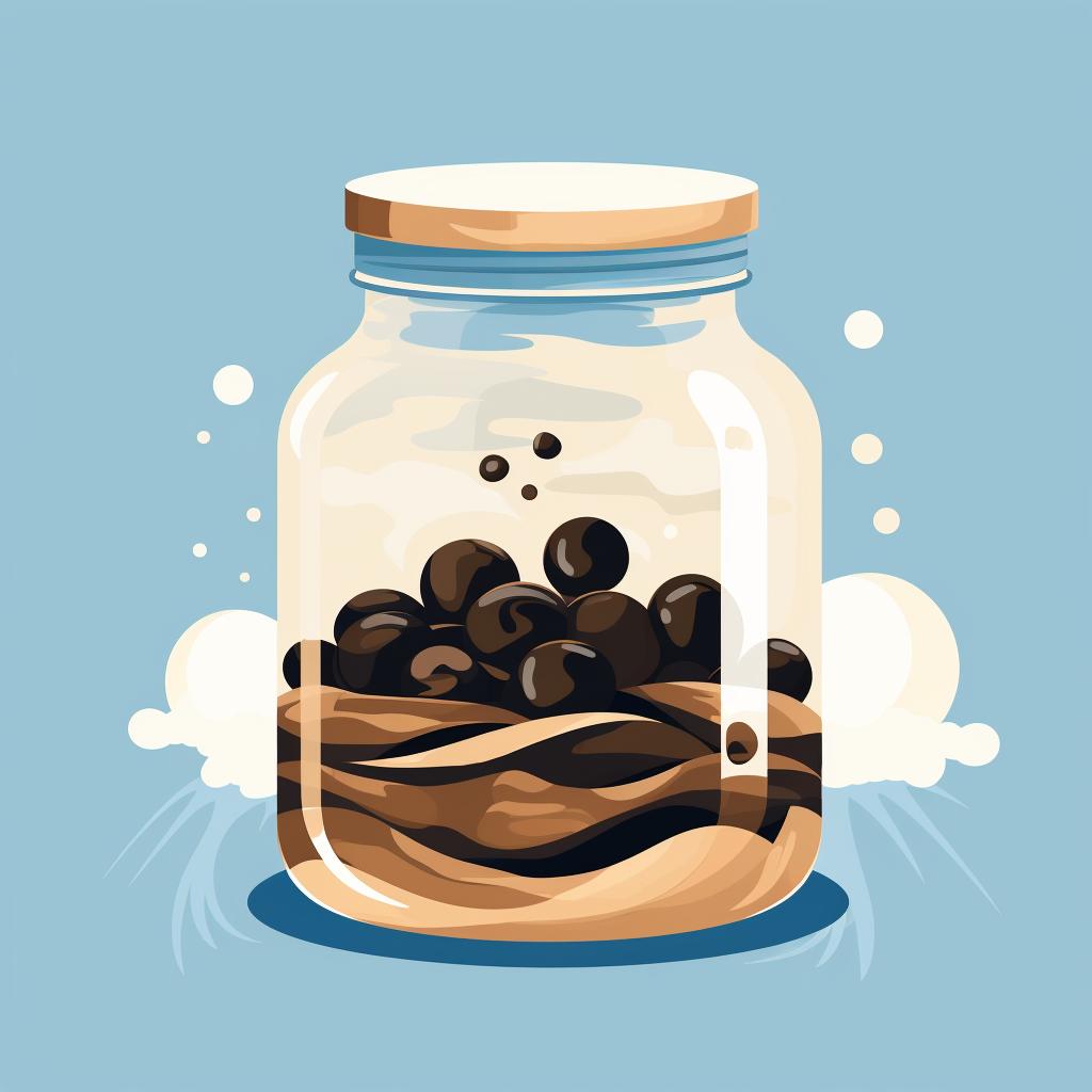 Covered jar of coffee and water mixture