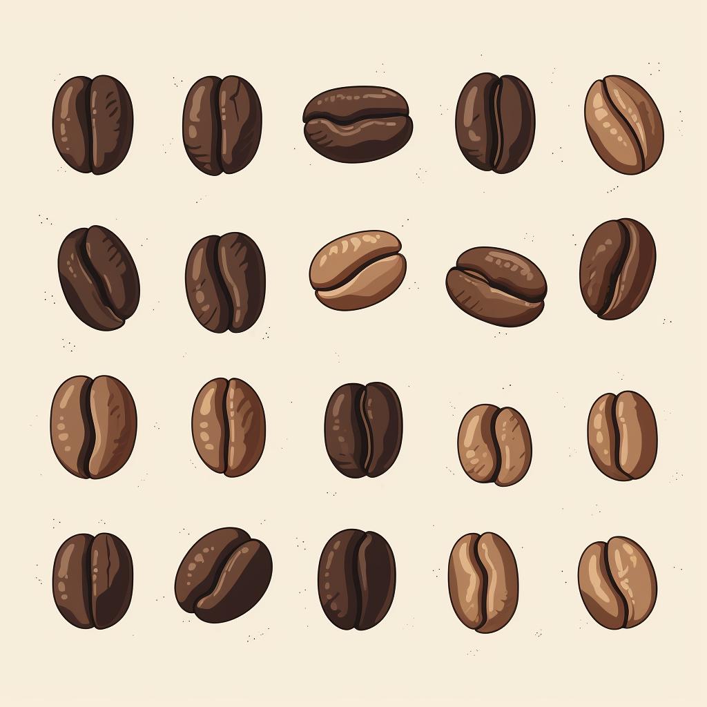 A selection of dark roast coffee beans