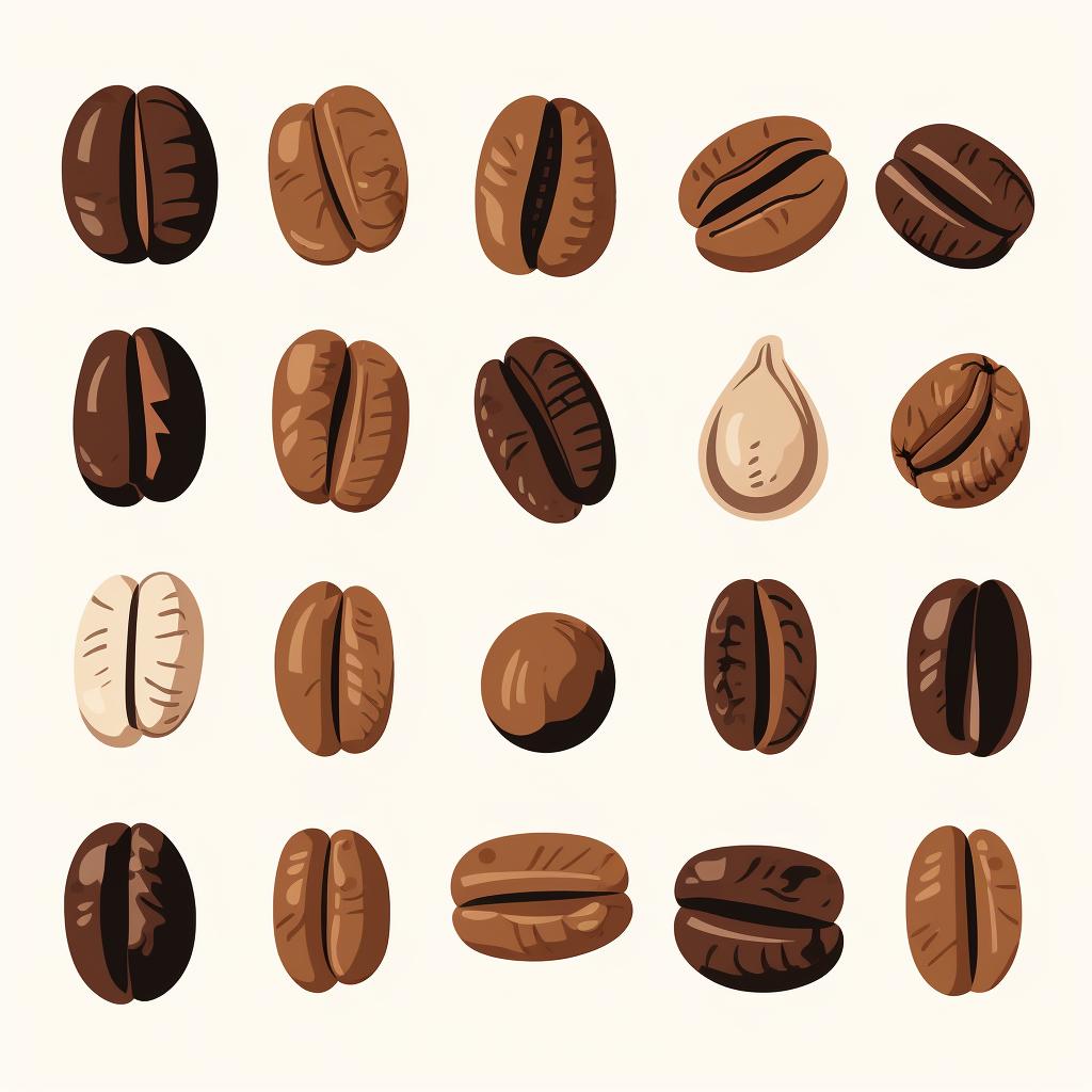 A variety of coffee beans
