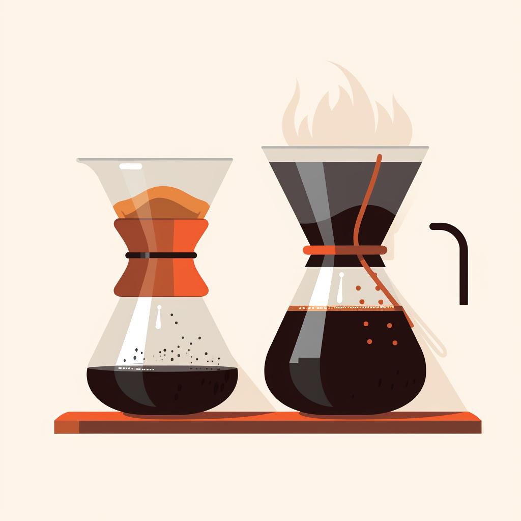 Dripper set over a carafe with a filter and ground coffee