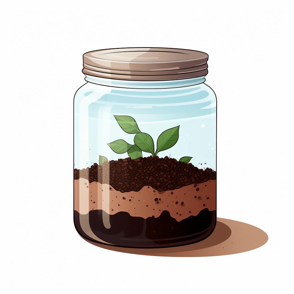 Coffee grounds and water being mixed together in a jar