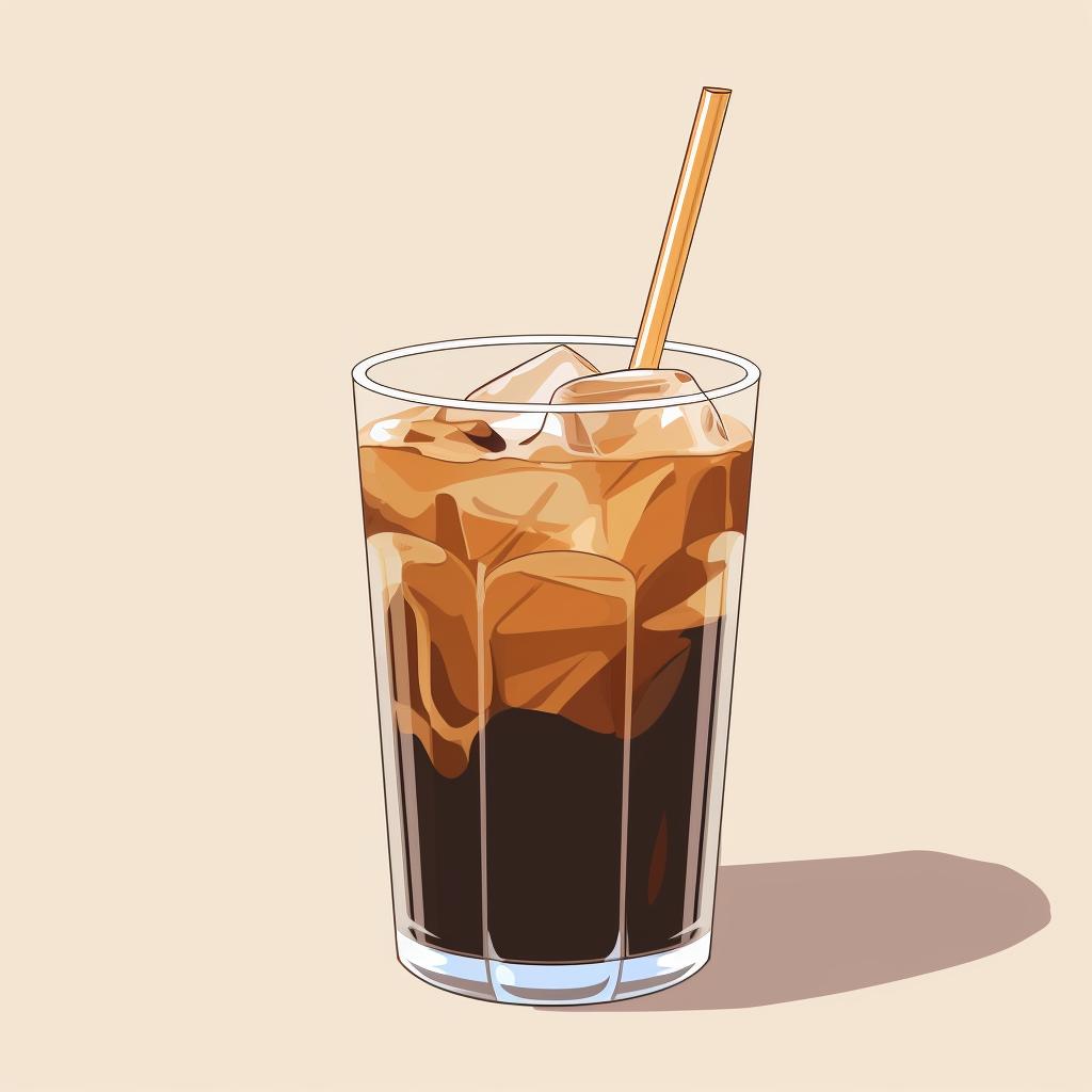 A glass of iced coffee with a straw