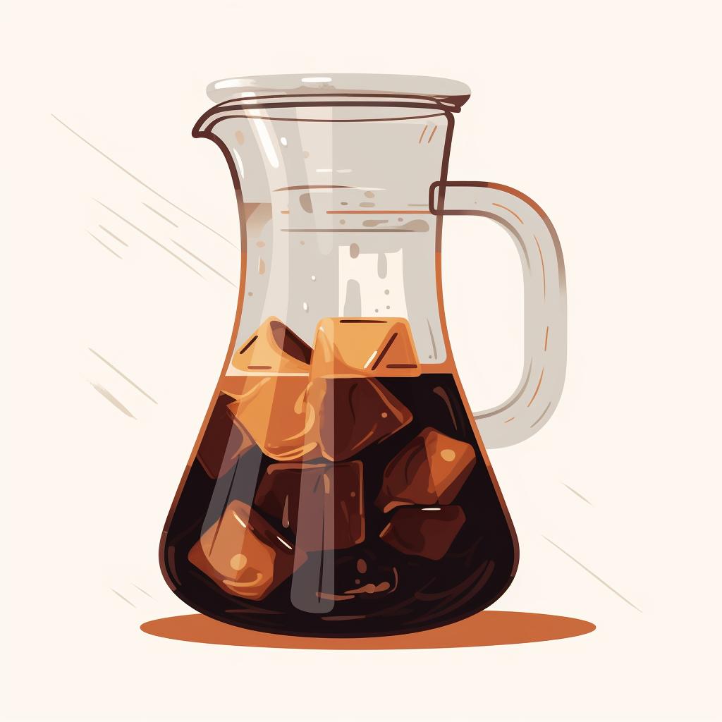 Strained cold brew coffee in a carafe